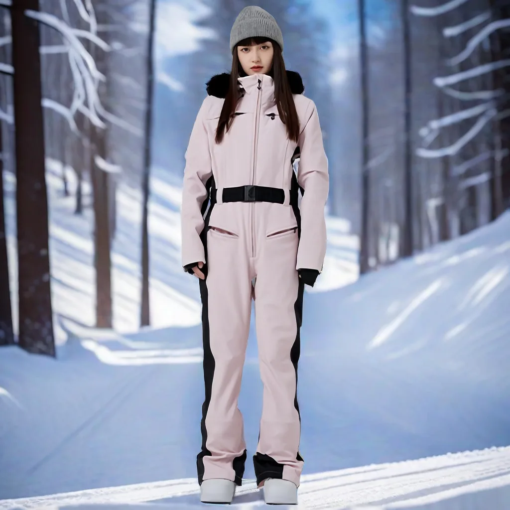 

Windproof Warm Skiing Suites Female Snowboarding Tracksuit Ski Sport One Piece Suit Women Winter Slim Fit Jumpsuit Snow Clothes