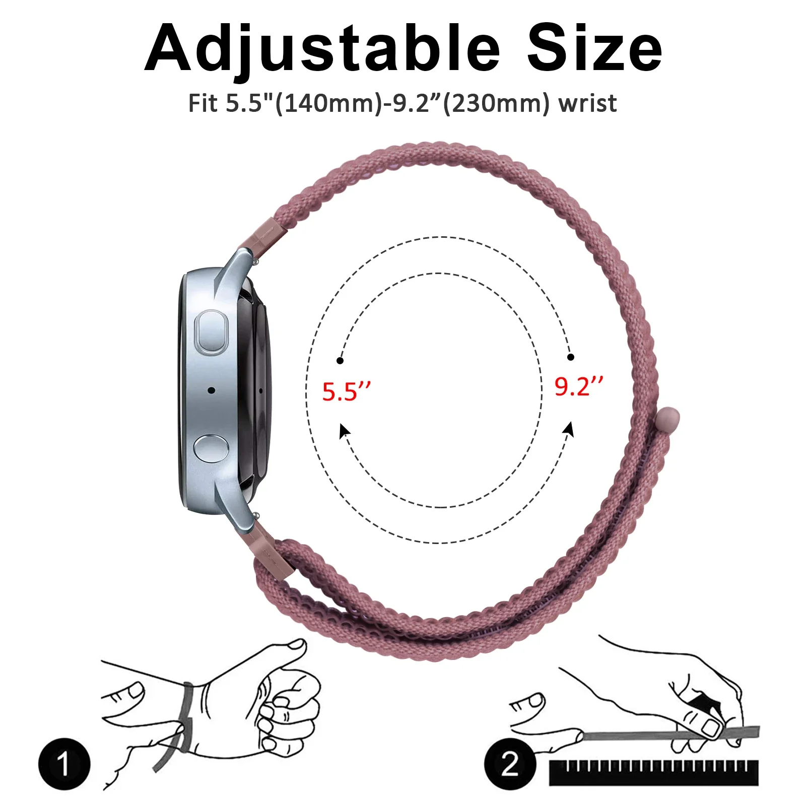 Nylon Strap Band Bracelet, Adjustable 20mm/22mm