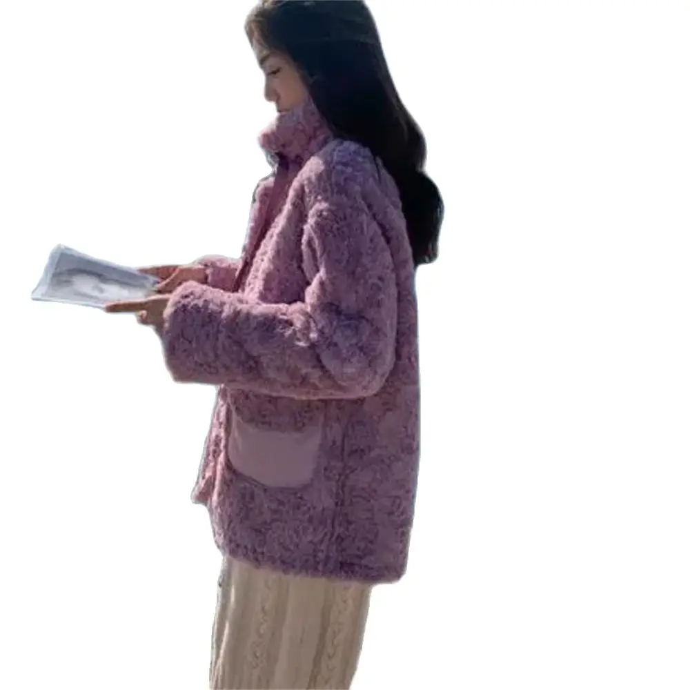 

Women's Faux Rabbit Fur Coat Suede Lambswool Casual Outerwear Warm Plush Jacket Autumn Winter