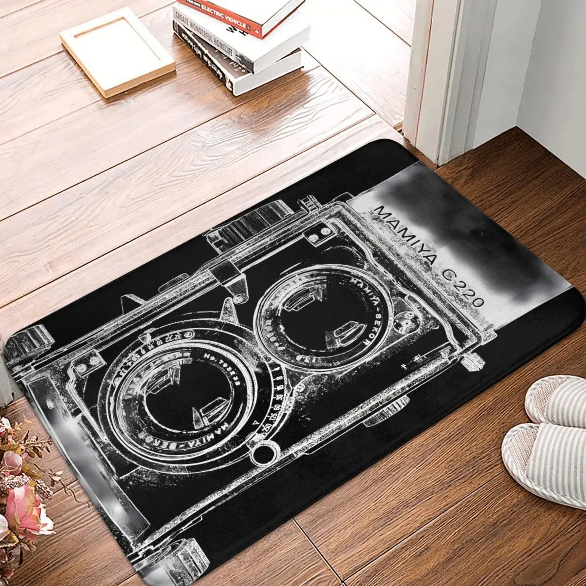 Mamiya C220 Con Contorno Bianco Retro Camera Da Letto Tappetino Tappeto Casa Zerbino Cucina Tappeto All'Aperto