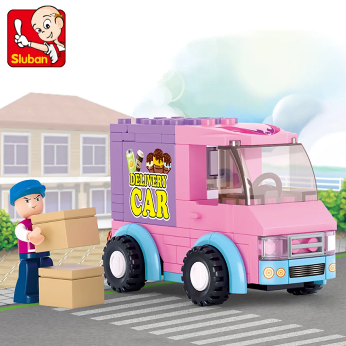 

Sluban Building Block Toys Girls Dream Distribution Van 102PCS Bricks B0520 Friends Supermarket Car Fit With Leading Brands