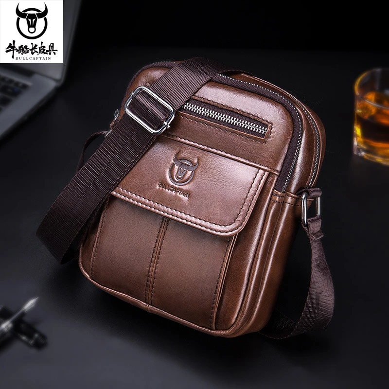 Men's Genuine Leather Vintage Messenger Bag cow leather male Casual