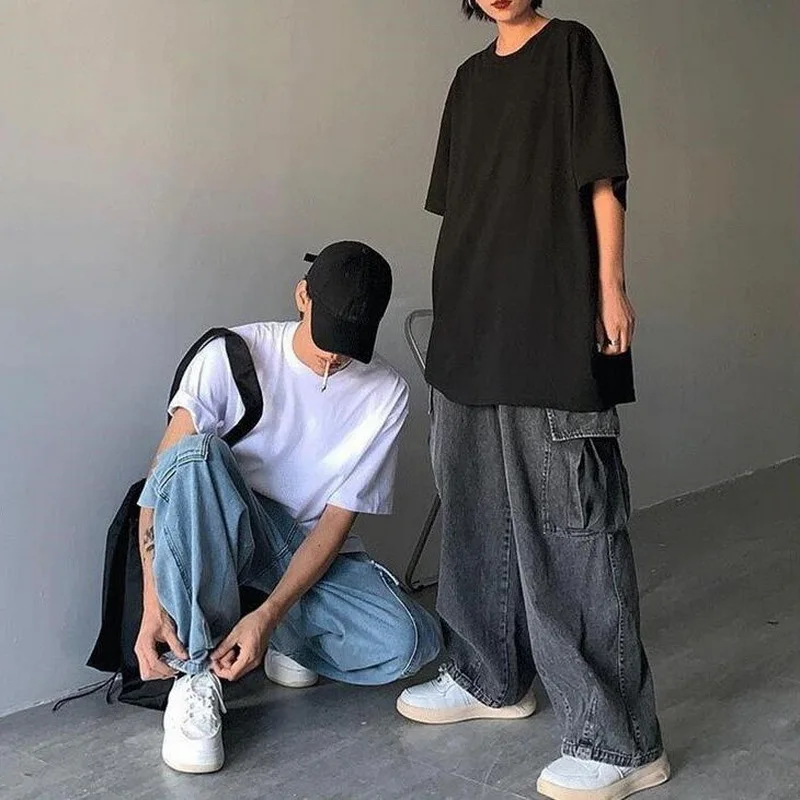 

Youth Men Jeans Denim Trousers Male Jeans Denim Cargo Pants Baggy Wide Leg Jeans Casual Streetwear Hip Hop Cowboy