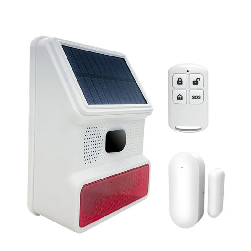 B04B-PGST GSM 홈 보안 경보 시스템 433MHZ 무선 태양 사이렌 사운드 라이트 알람 야외 경적 원격