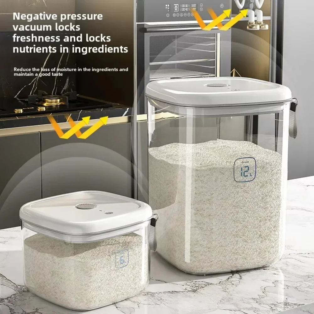 Seal Rice Bucket Vacuum Rice Buckets Cat Food Bucket Pet Food Storage Bucket Dust-proof Grain Jar Glass Jar Home Storage Box 2