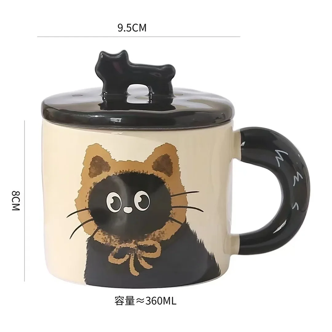 Description Picture 4 of itemCreative personality cat mug with lid souvenir gift drinking water cup cute ceramic coffee cup office cup