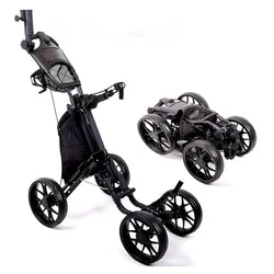 

High Quality Foldable 4 Wheel Golf Trolley Push With Umbrella Holder Aluminum Golf Trolley Cart