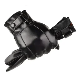 Men's Genuine Leather Winter Gloves - Black Sheepskin, Warm & Stylish - One Size (Black)