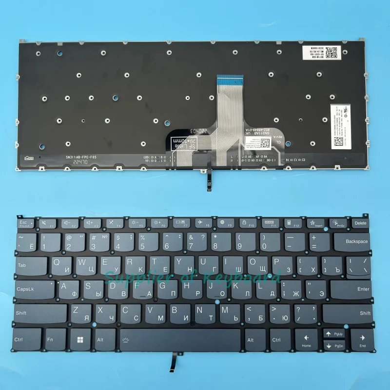 Backlit English/Russian/Latin Spanish Keyboard in Blue/Tidal Teal for Lenovo Yoga and Slim Series