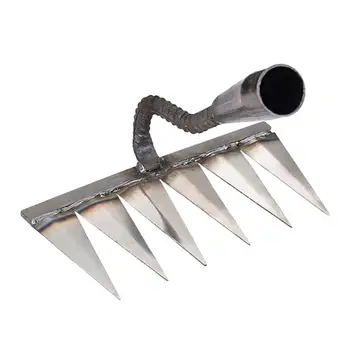 Carbon Steel Garden Hand Rake Farm Tool Weeding Scarifier Agricultural Nail Harrow Metal Harrow Garden WeedingTool 1