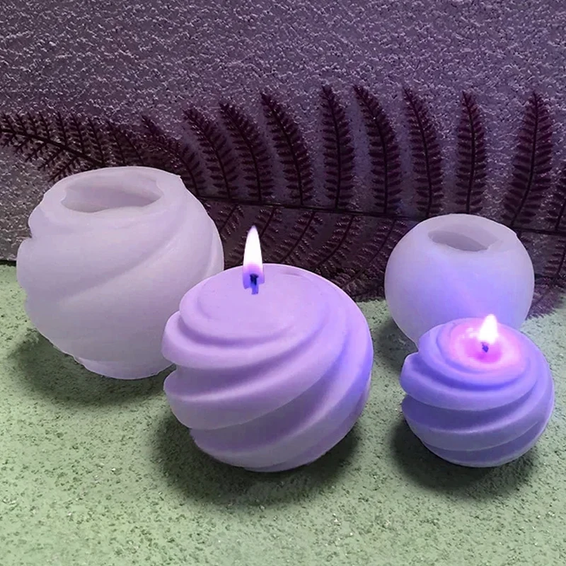 3D spherical silicone mold DIY sculpting spiral ball plaster resin crafts mold Handmade candle soap making tools Home gifts