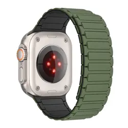 Silicone Magnetic Band for Smartwatches - Elegant and Versatile Wristband Bracelet (Green black)