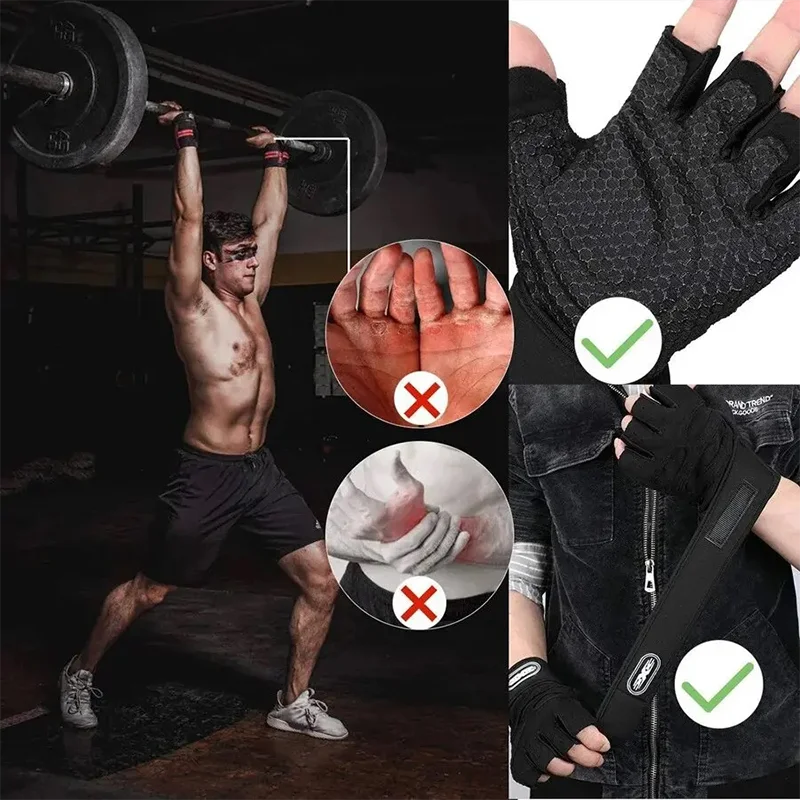 Unisex Half Finger Workout Gloves with Wrist Support