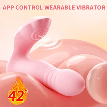 APP Remote Dildo Vibrator Telescopic Thrusting Vagina G Spot Massage Vibrating Wearable Masturbator Stimulate Sex