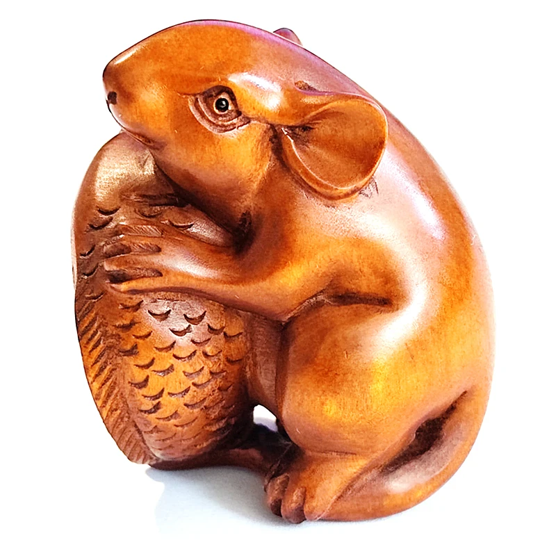 

Y8698 - 2 "Статуэтка Netsuke из ящика ручной работы-мышь и рыба