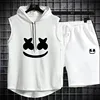 2024 Summer Mens Muscle Hoodie Vest Sleeveless Bodybuilding Gym Workout Fitness Shirt High Quality Vest Hip Hop Sweatshirt suit 3