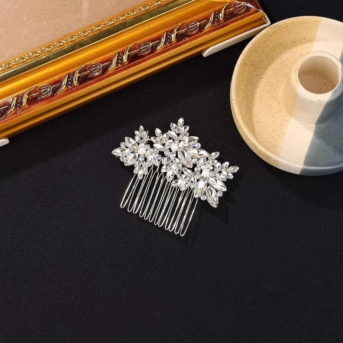Bridal hair comb pearl wedding hair ornament bridal rhinestone wedding tiara for weddings parties proms