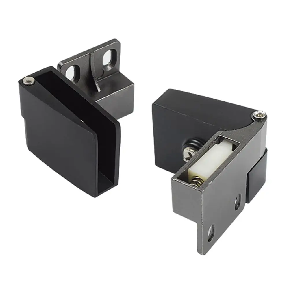 Description Picture 4 of item1Pair Self-closing Glass Door Hinge No Drilling Frameless Clamp Zinc Alloy Side Mounted Cabinet Door Hinge Furniture Accessories