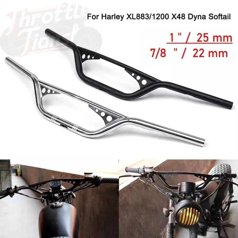 Guidon de Moto 7/8 , Guidon de Moto Rétro de 22 mm (Argent