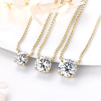 Anziw Moissanite Solitaire Necklace – 1CT/2CT/3CT, 925 Silver