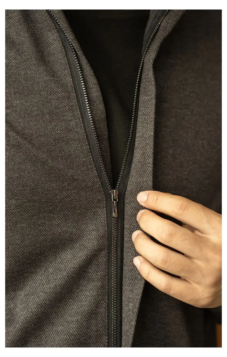 Light Business Stand Collar Warm Wool Zipper Long Sleeve Shirt Men Outdoor Sports Casual Shirt 4