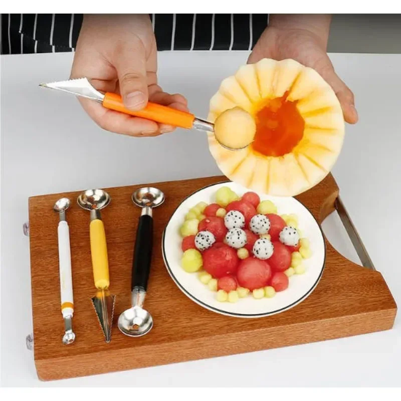 Mini Apple Ball Digger Double-end Melon Scoop Ice Cream Dig Cooking Tool Kitchen DIY Accessories melon scoop,melon baller