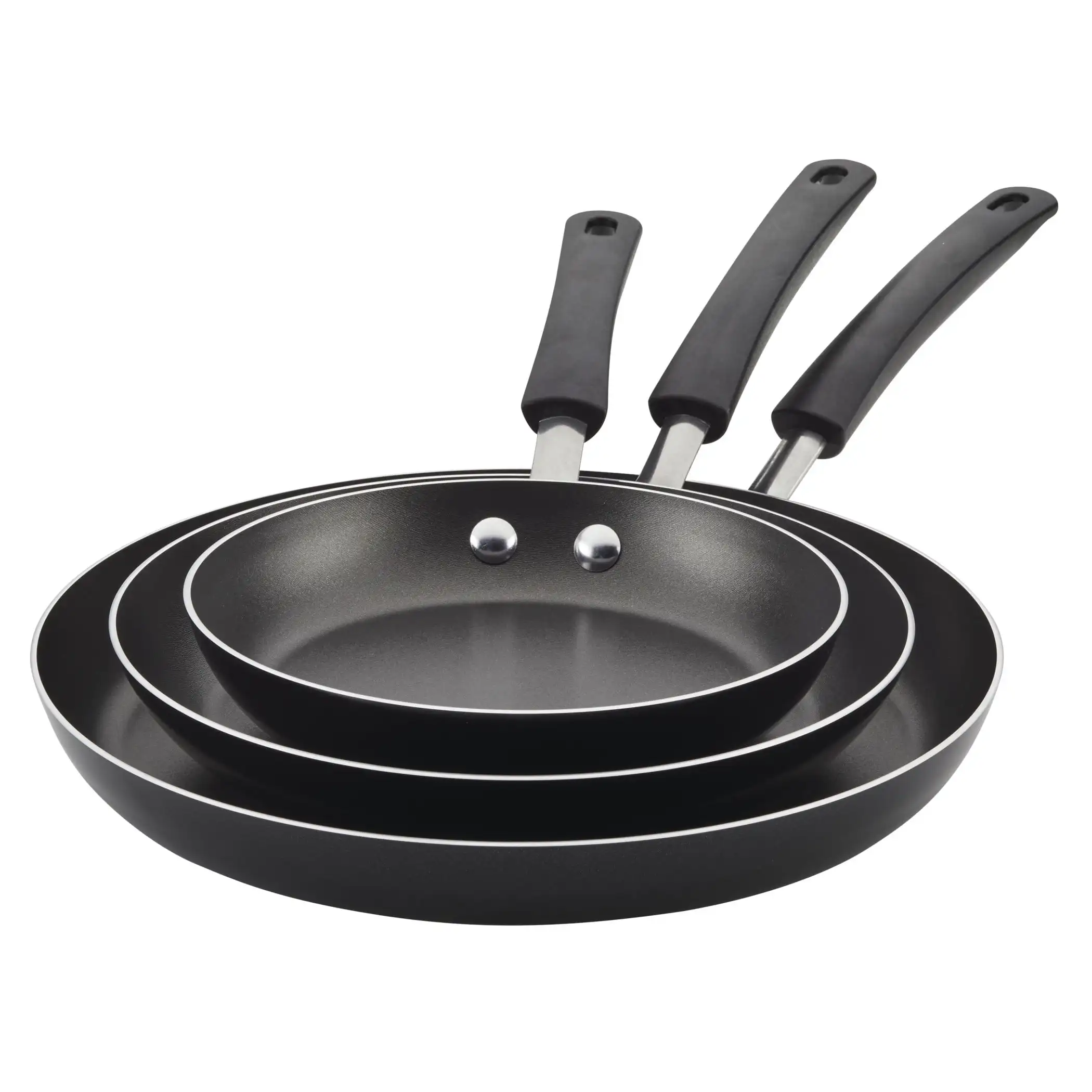 

Farberware 3 Piece Easy Clean Aluminum Non-Stick Frying Pan, Fry Pan, Skillet Set, Black