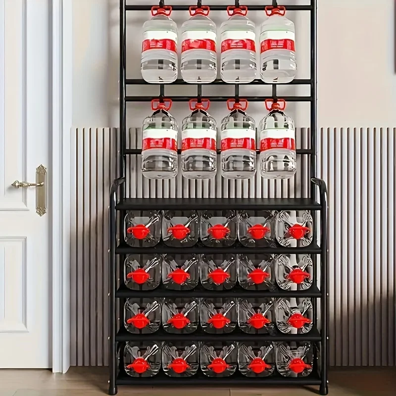 Heavy-Duty Multi-Layer Shoe Rack With Clothes Hat Hangers Floor Storage Organizer For Living Entryway Living Room