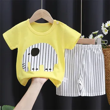 3 Month Boys Summer Children's Short Sleeve Set Pure Cotton Girls Summer Clothes Boy T Shirt Baby Baby Size 4 Boys Clothes 5