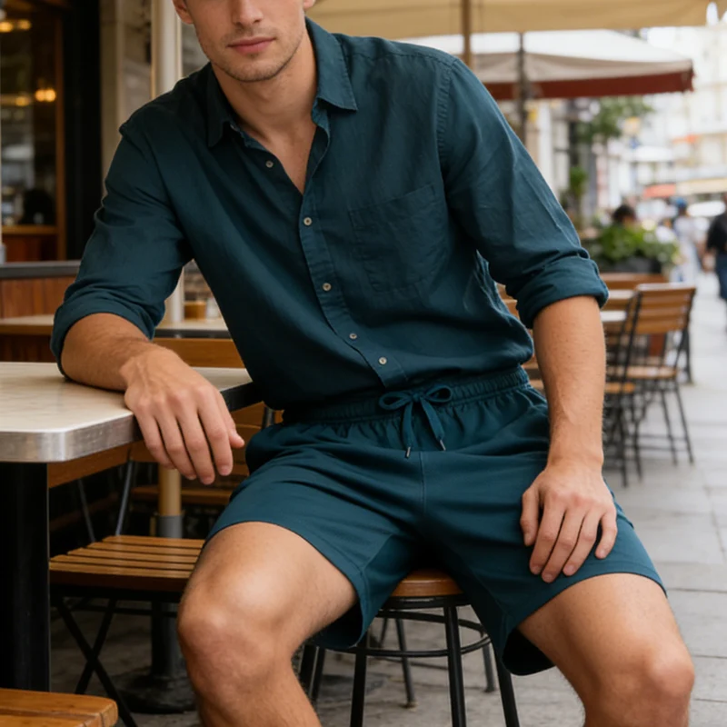 5-piece men's casual shorts with drawstring waistband, breathable fabric, available in multiple colors - ideal choice for summer 4