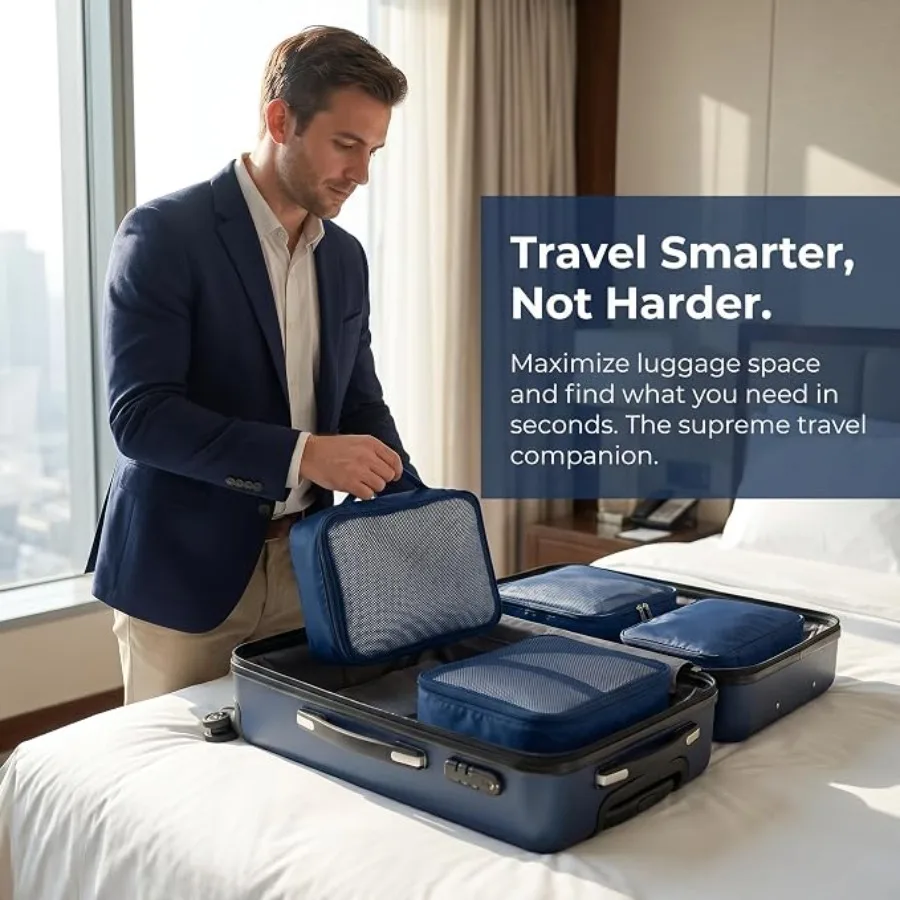 Compact Foldable Packing Cubes with Breathable Mesh Design