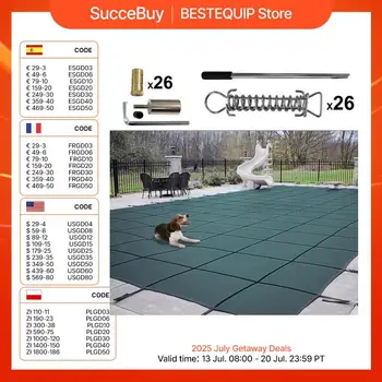 SucceBuy Copertura per piscina Copertura di sicurezza per piscina rettangolare solida in rete verde inground per copertura per piscina di sicurezza domestica invernale 1