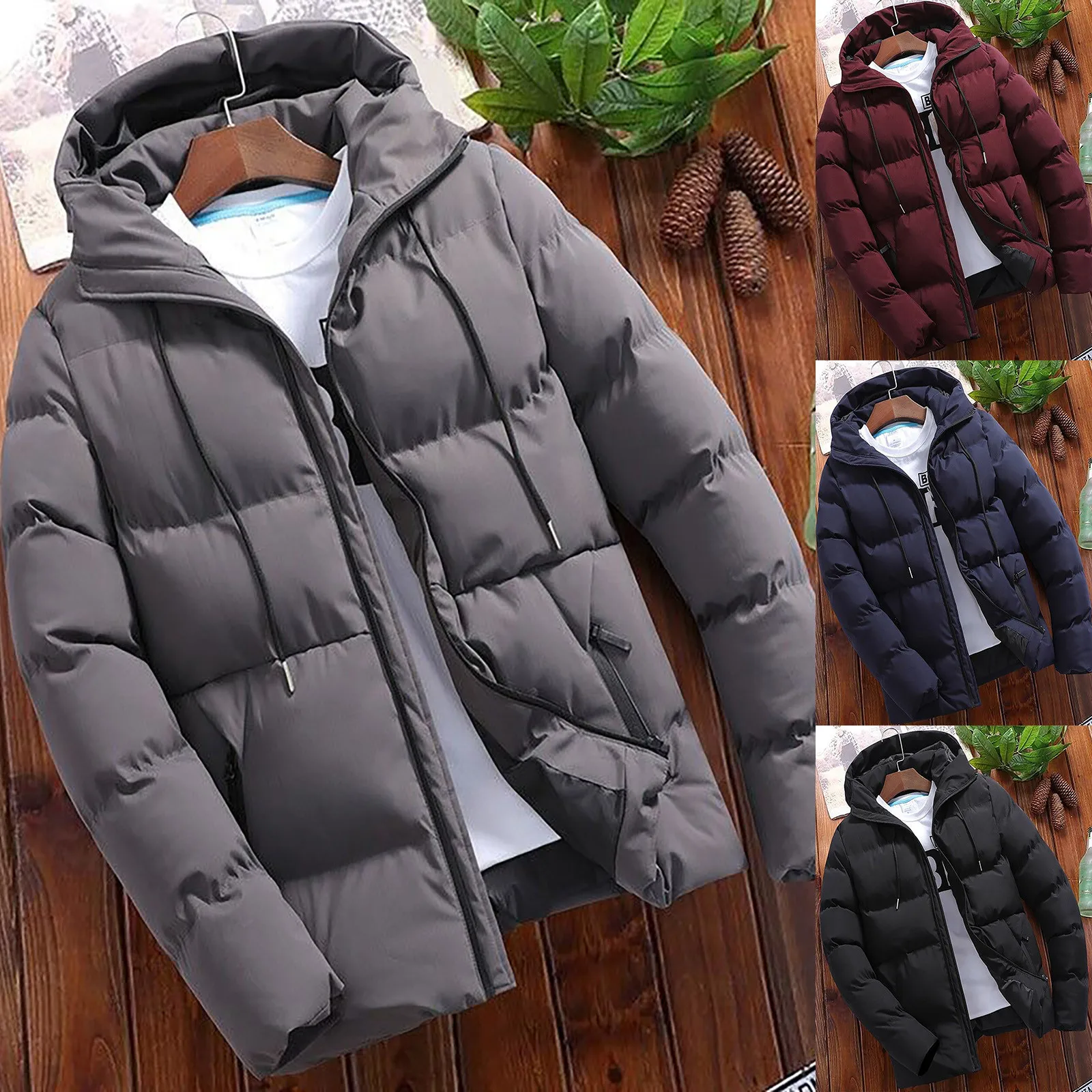 

New Thick Fashion Parka Men Overcoat Padded Cotton Casual Streetwear Snow Wear Winter Hooded Warm Down Jacket Coat Male Outwear
