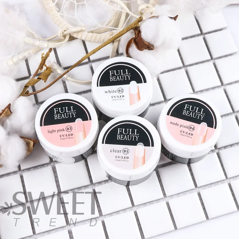 4pcs Extension Hard Jelly Nails Gel Set Nude Color Construction Building Tools French Acrylic UV DIY Prolong Manicure Decoration