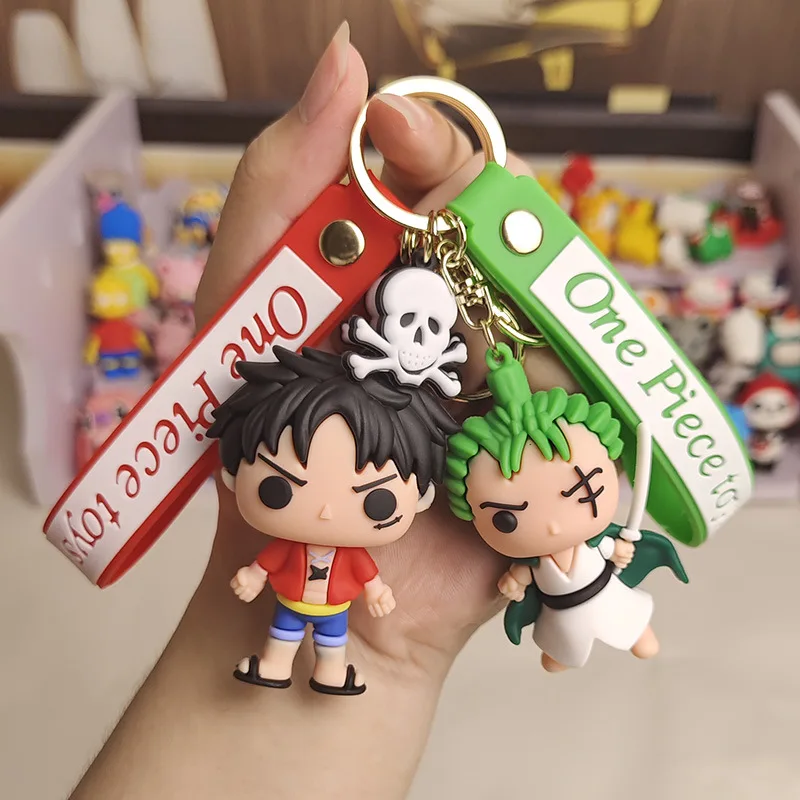 

Wholesale Price One Piece Keychain Anime Action Toy Figures Monkey D Luffy Roronoa Zoro Key Chain Bag Pendant Car Key Ring Gift