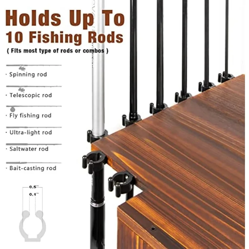 Fishing Rod Holders for Garage 360 Degree Rotating Fishing Rod Rack Pole  Holders Hold up to 10 Rods - AliExpress