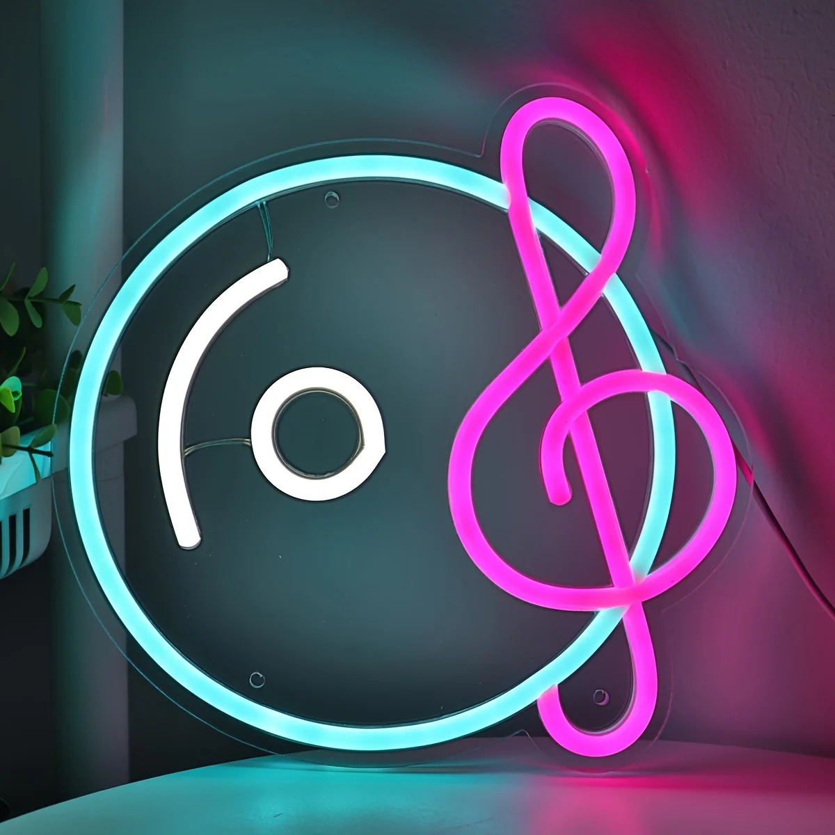 

Неоновая вывеска с питанием от USB, с музыкальным символом, Настенная подвеска 9,17 дюйма, в форме диска, светодиодный для музыкального шоу