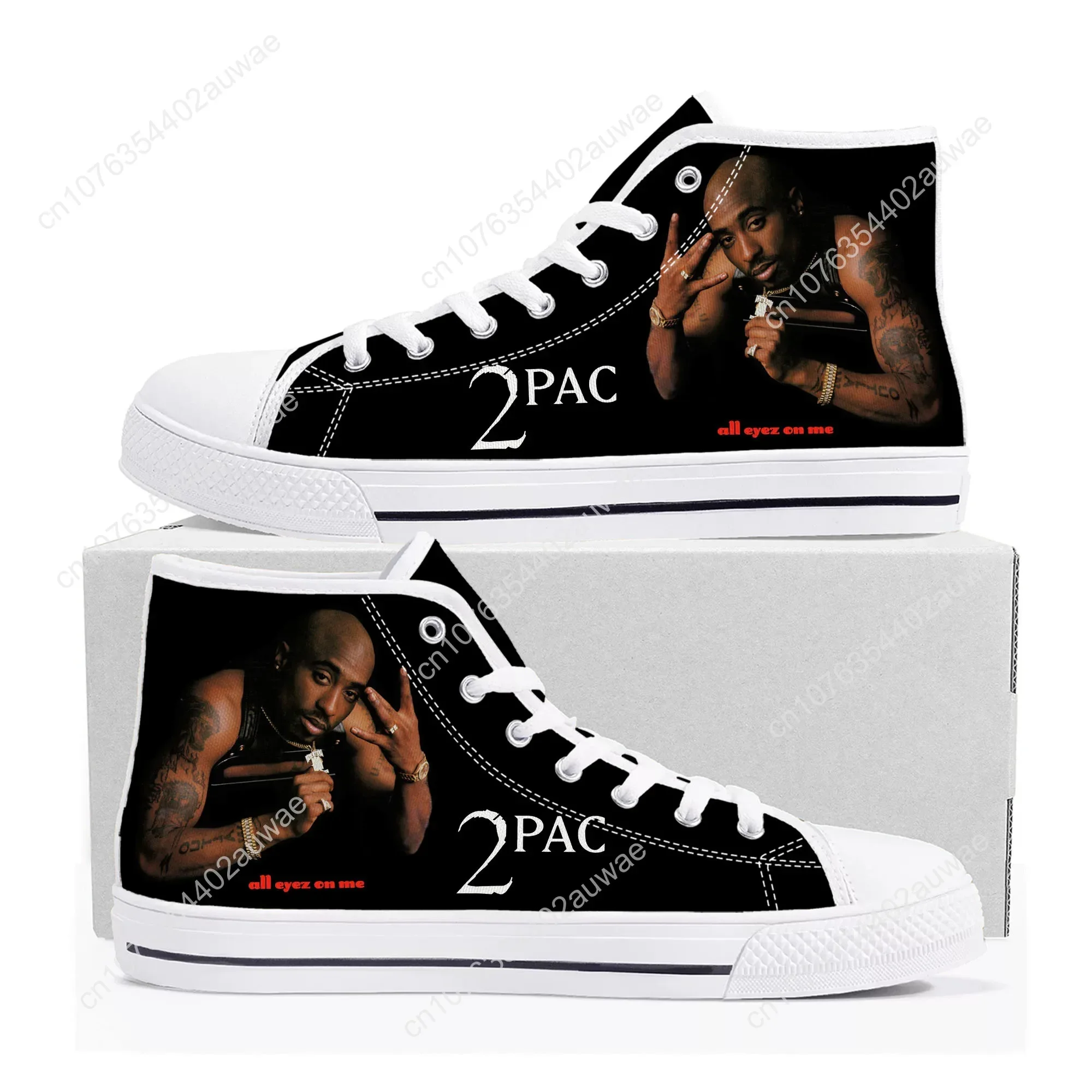 Tupac Rapper 2Pac Fashion Men Women Shoes High Top High Quality Sneakers Teenager Canvas Sneaker Casual Couple Shoes Custom Shoe
