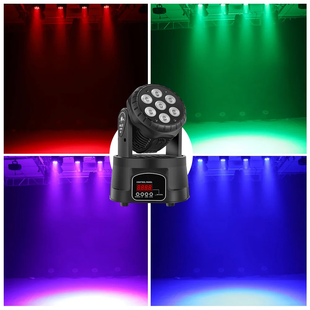 7x10W LED Moving Head Light 4in1 RGBW Professional Stage Lighting DMX512 Wash Light For Disco DJ Music Party Dance KTV Nightclub 5