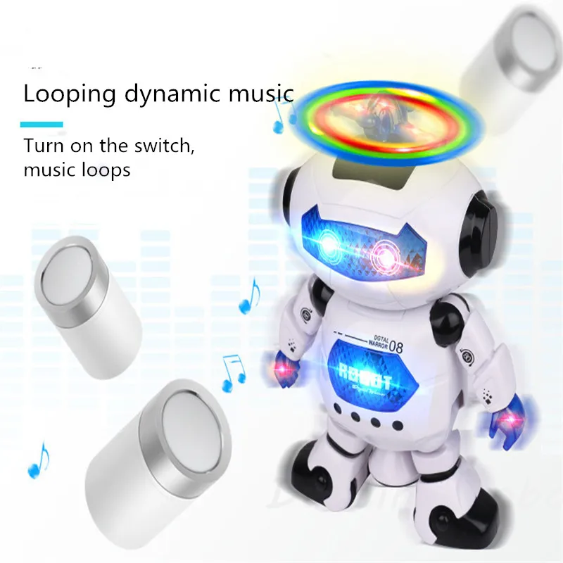 Robot Dance Toys Kids Robot Rotating Dance Toys With Music LED Light Electronic Walking Toys for Boys Girls Birthday Christmas Gift