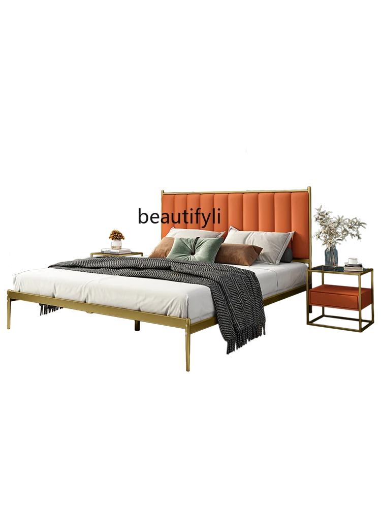 

Железная двойная 1,5 м железная рамка в скандинавском стиле искусственная роскошь и простота арендный дом принцессы 1,8 м односпальная кровать