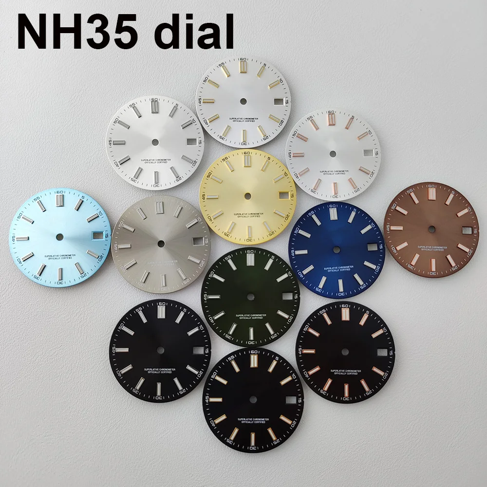 

Циферблат 28,5 мм NH35, циферблат часов, синий светящийся циферблат, подходит для аксессуаров NH35 для часов