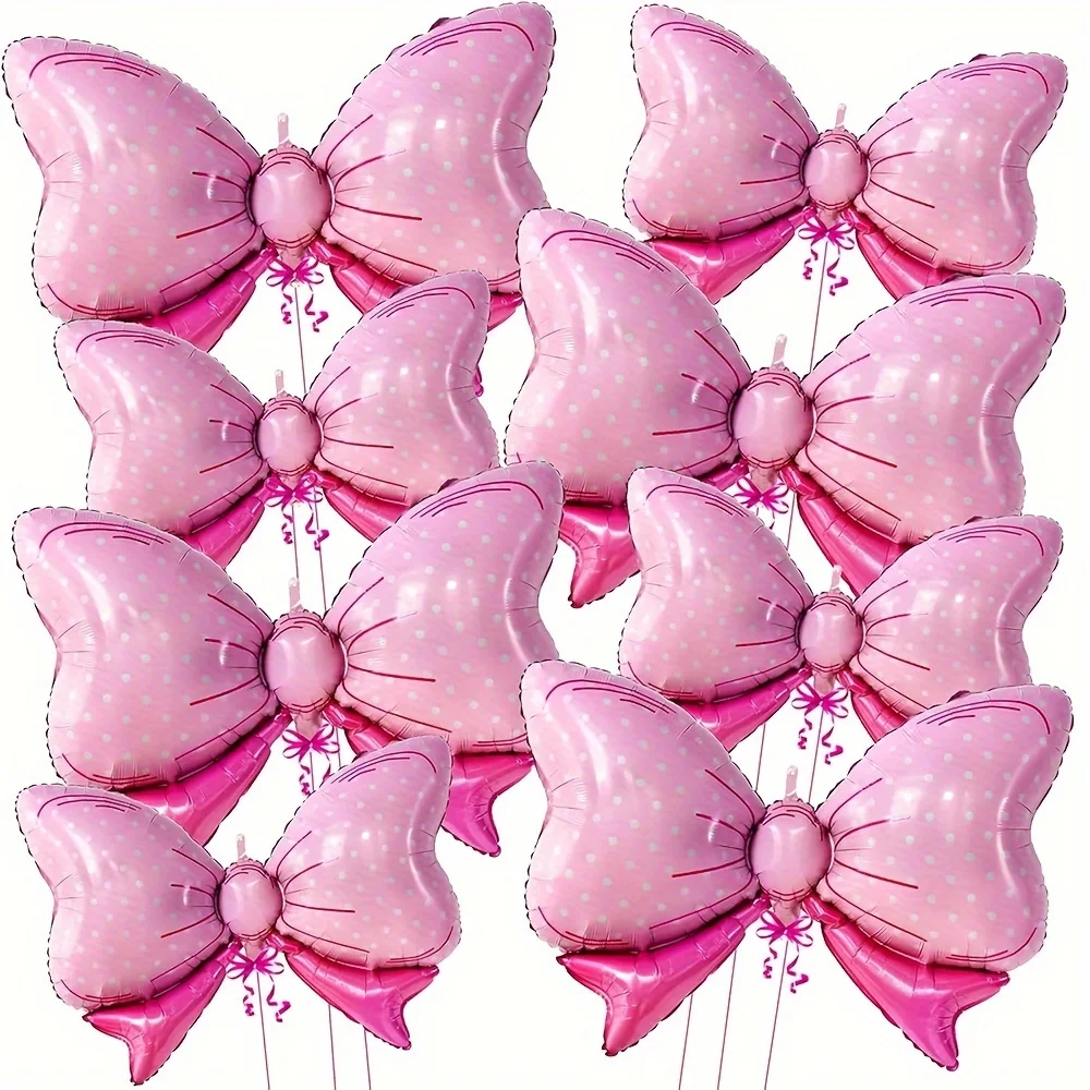 12 stücke Rosa Schleife knoten Ballon Geburtstag Party Set Aluminium Folie Ballon Hochzeit Braut Dusche Mädchen Geschenk Ballon Dekoration geschenke