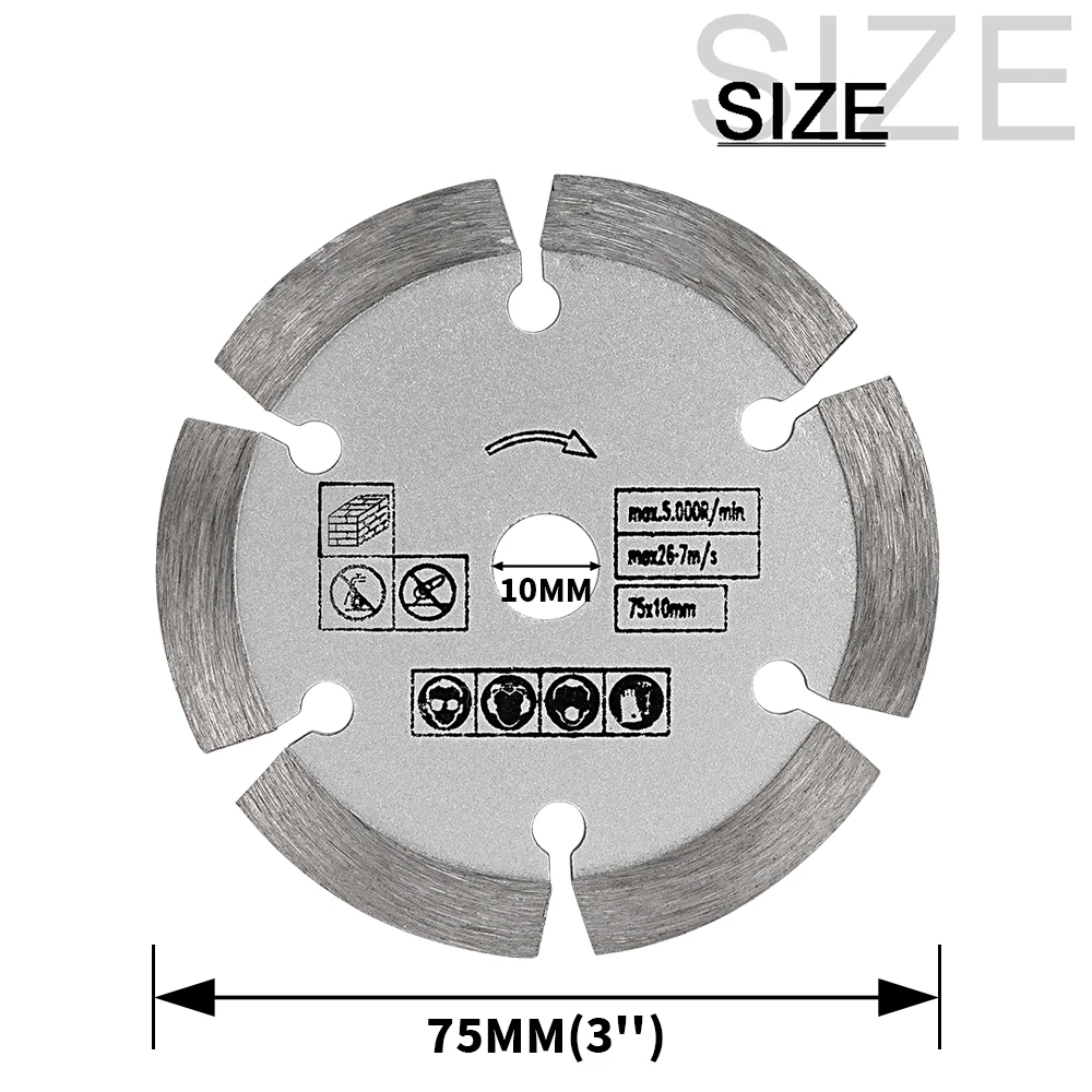 75mm Brazed Cutting Disc Metal Cut Off Wheel Mini Stone Saw Blade Wool Grinding Wheel for Angle Grinder Cutting Polishing 5pcs/Set