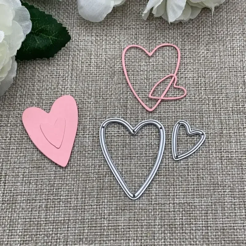 Zwei Herzen Metall-Stanzformen, Schablonen für DIY Scrapbooking, dekorative Prägung, Handarbeit, Stanzform, Schablone