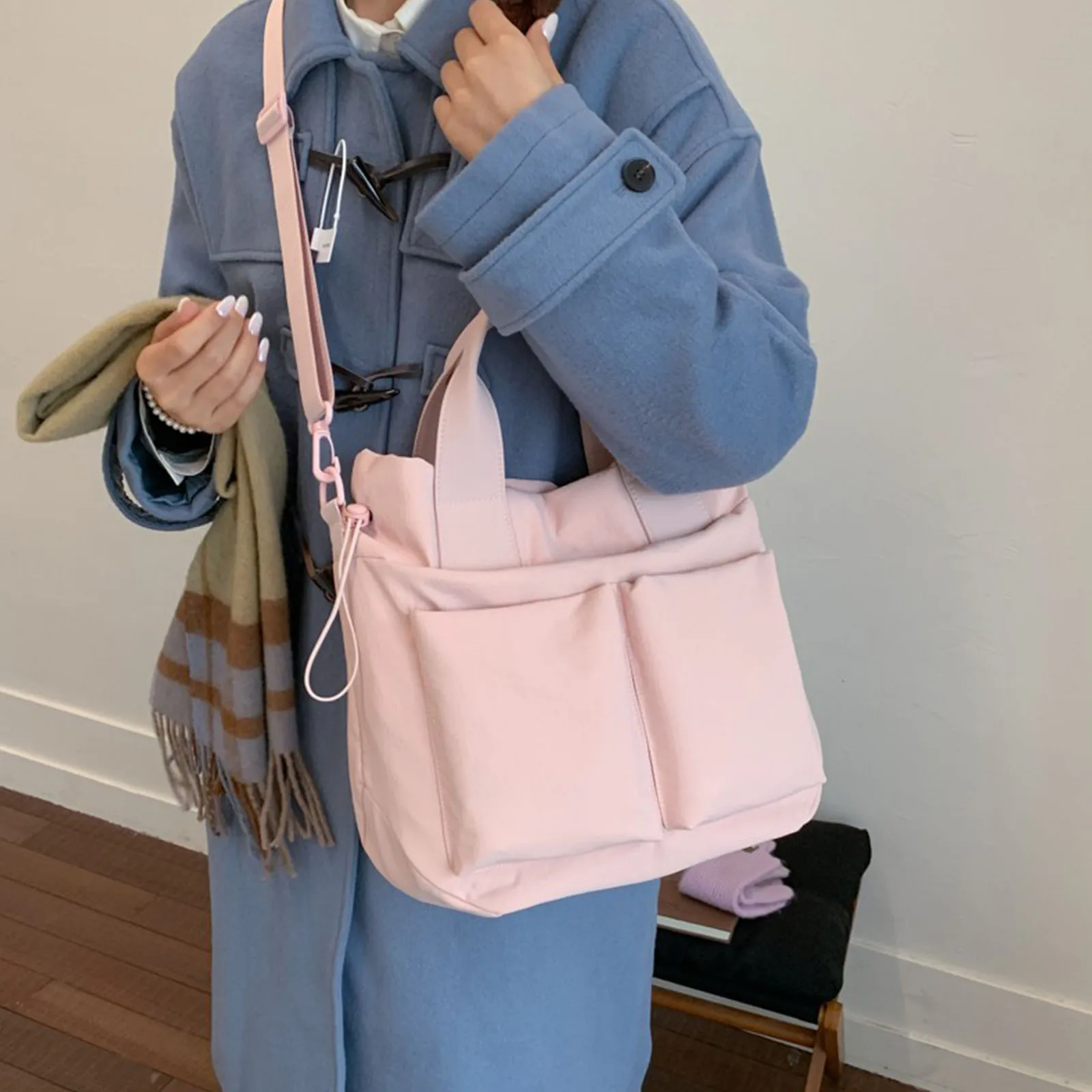 Women Nylon Crossbody Bag with Multiple Pockets Underarm Bag Tote Handbag Large Capacity for Daily Travel Work