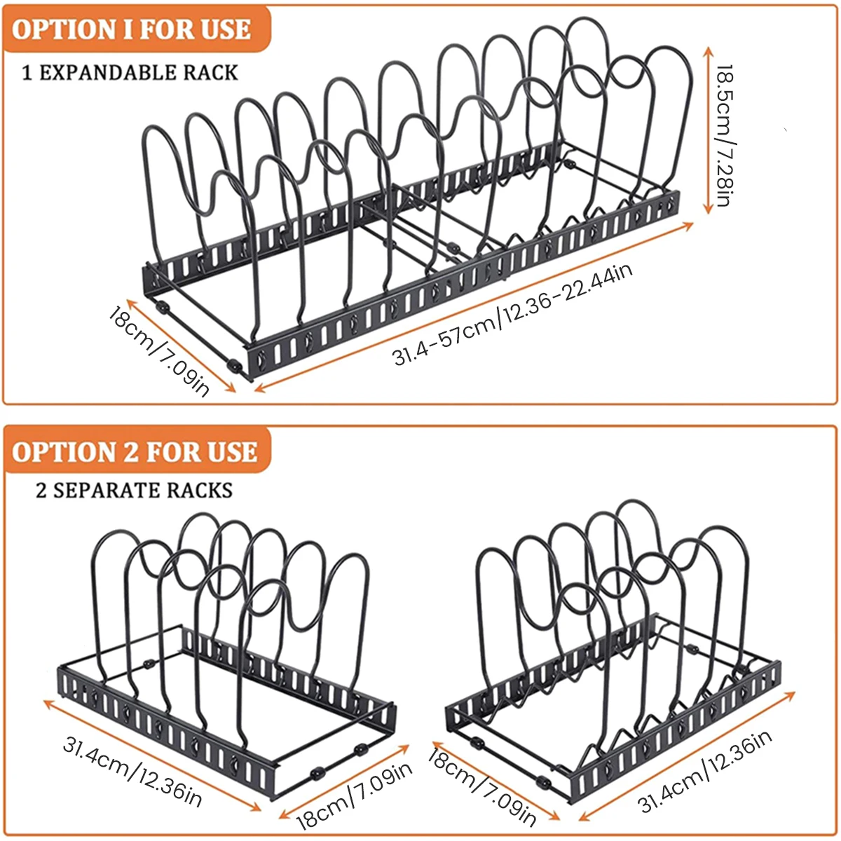 Organiseur de Poêles Télescopique 8 Étagères 30-57cm Rangement Pot Casserole