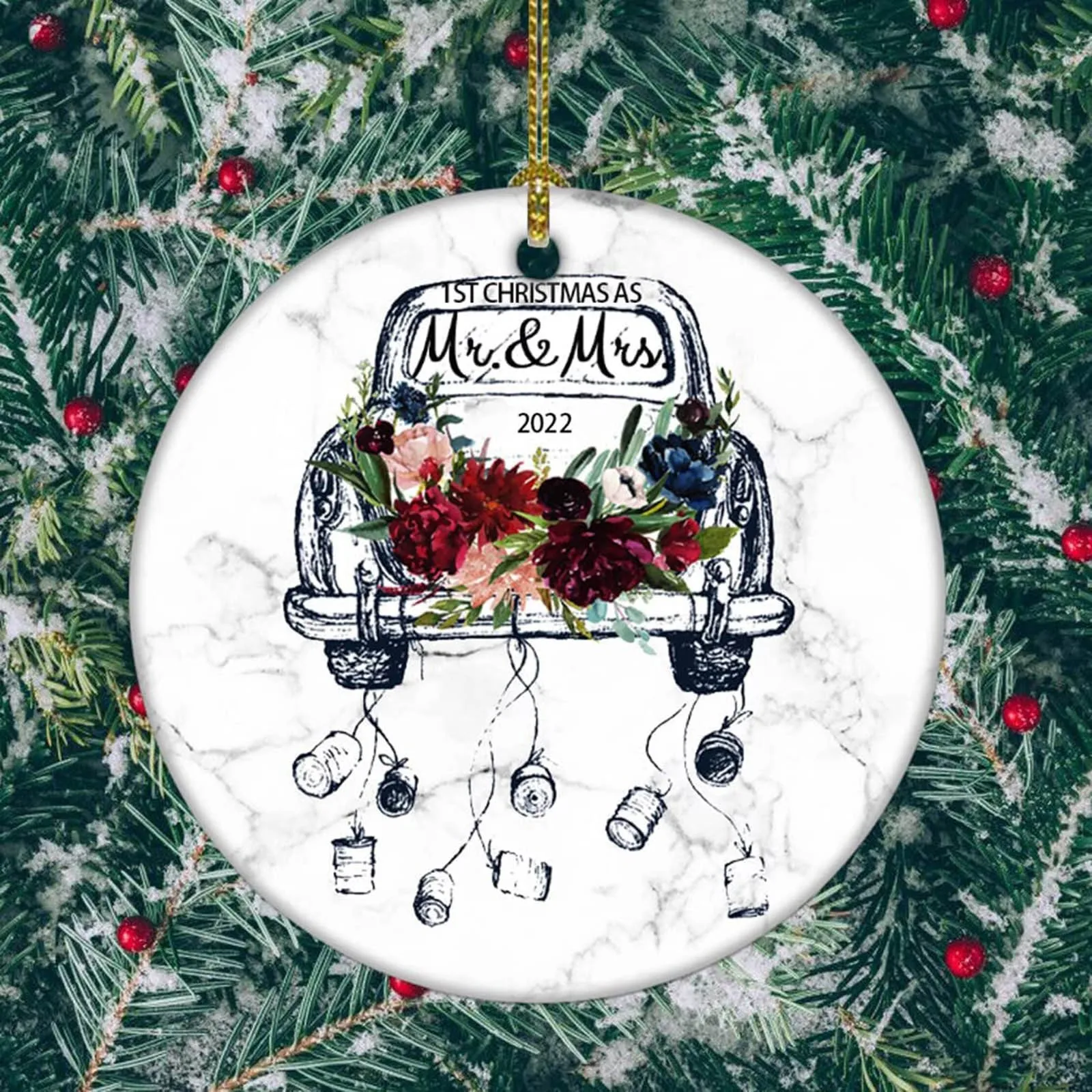 Free Shipping Our First Christmas Married Ornament 2024 Bridal
