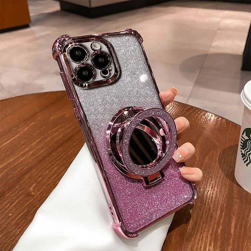 Glitter Magnetic Mirror Holder Phone Case