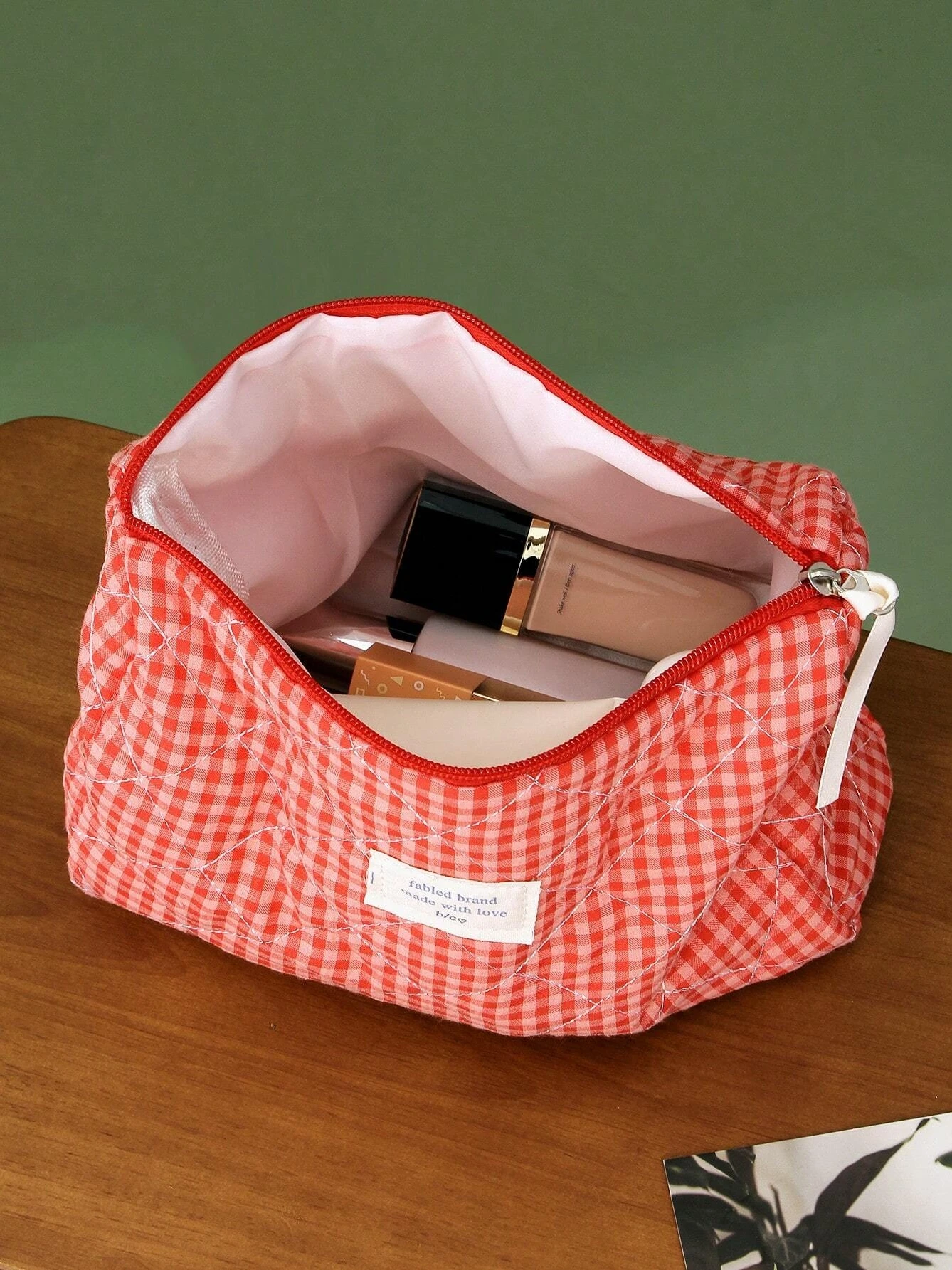 Plaid Makeup Bag Large Capacity Portable Cosmetic Bag For Women Girls Skincare Toiletry Bag Multifunctional Cute Wallet Pouch 6